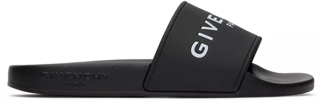 Детские черные шлепанцы с логотипом Givenchy