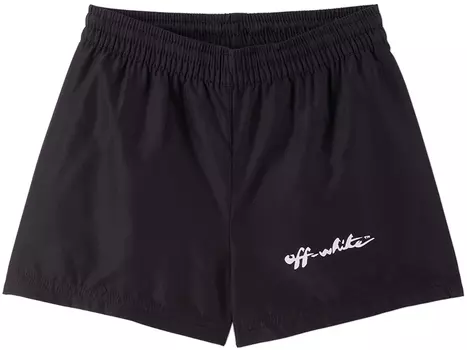 Детские черные шорты для плавания с надписью Ow Script Diag Off-White