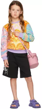 Детские черные шорты с логотипом Versace