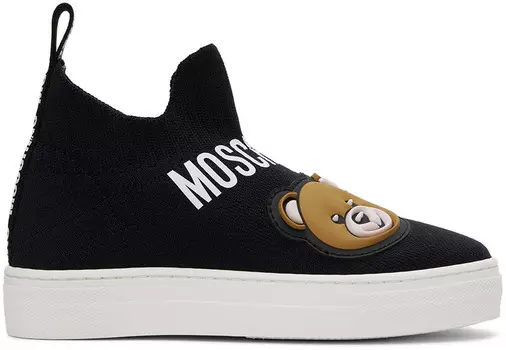 Детские черные высокие кроссовки Teddy Sock Moschino