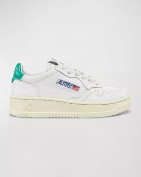 Детские двухцветные кожаные кроссовки Medalist с низким берцем, для малышей/детей AUTRY, цвет White And Teal