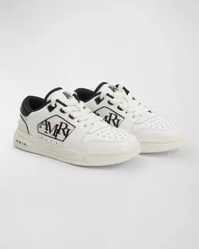 Детские двухцветные кожаные низкие кеды, для малышей/детей Amiri, цвет White Black