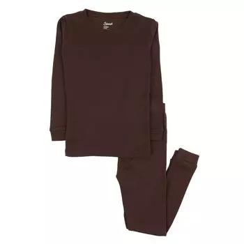 Детские двухкусочные хлопковые пижамы нейтрального сплошного цвета Leveret, коричневый