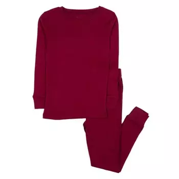 Детские двухкусочные хлопковые пижамы нейтрального сплошного цвета Leveret, цвет Maroon