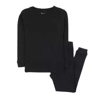 Детские двухкусочные хлопковые пижамы нейтрального сплошного цвета Leveret, черный