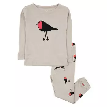 Детские двухсекционные хлопковые пижамы с птицами Leveret