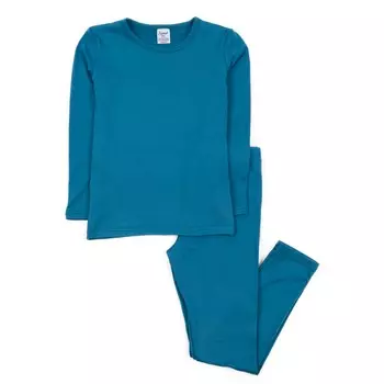 Детские двухсекционные термопижамы в стиле бохо, сплошной цвет Leveret, цвет Teal