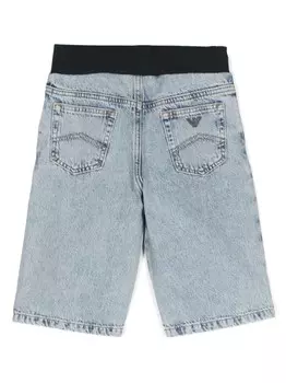 Детские джинсовые шорты с логотипом Emporio Armani Kids, синий