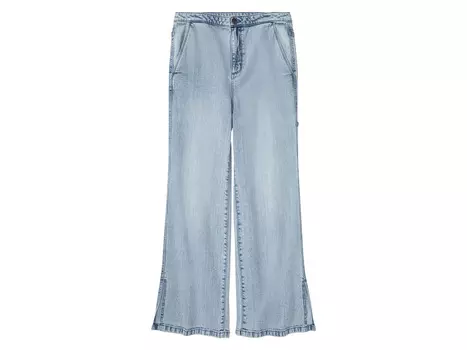 Детские джинсы для девочек Peperts!, широкие брюки, завышенная талия, синий