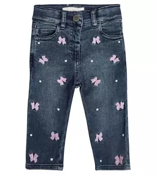 Детские джинсы с вышивкой Monnalisa, мультиколор