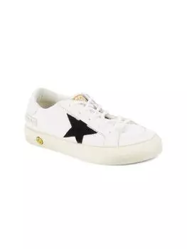 Детские фактурные кроссовки с кожаной отделкой Golden Goose, цвет White Black