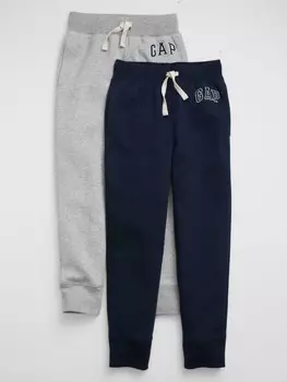 Детские флисовые спортивные штаны с логотипом, 2 пары. Gap, мультиколор