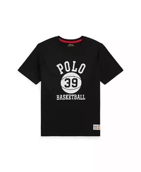 Детские футболки из хлопкового джерси с логотипом Polo Ralph Lauren, черный