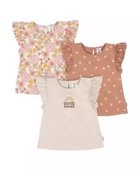 Детские футболки с короткими рукавами для маленьких девочек, набор из 3 штук Gerber, оранжевый