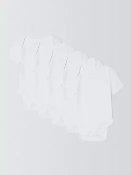 Детские хлопчатобумажные боди с коротким рукавом в рубчик John Lewis, белый