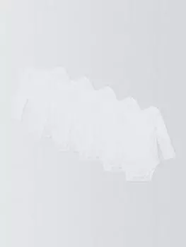 Детские хлопчатобумажные боди в рубчик с длинным рукавом John Lewis, белый