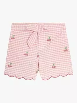 Детские хлопчатобумажные шорты в клетку с вишневой вышивкой JoJo Maman Bb, розовый