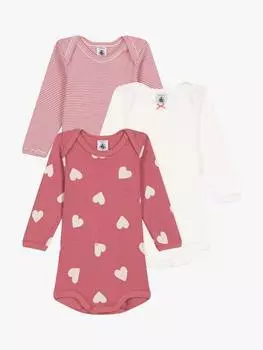Детские хлопчатобумажные трикотажные боди в рубчик Petit Bateau, разноцветный