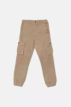 Детские хлопковые брюки Guess, бежевый