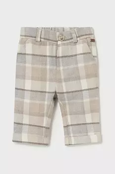 Детские хлопковые брюки Mayoral Newborn, бежевый