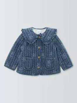 Детские хлопковые джинсовые цветочный стеганая куртка John Lewis, синий