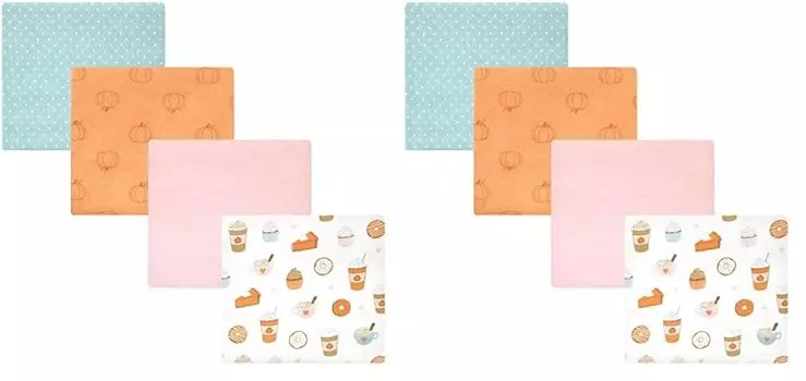 Детские хлопковые фланелевые одеяла Hudson Baby унисекс, тыквенные специи, один размер (2 шт. в упаковке), Pumpkin Spice