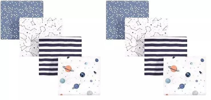 Детские хлопковые фланелевые одеяла Hudson Baby унисекс, «космос», один размер (2 шт. в упаковке), Space