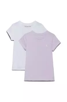 Детские хлопковые футболки, 2 пары Calvin Klein Jeans, фиолетовый