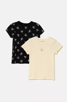 Детские хлопковые футболки, 2 пары Calvin Klein Jeans, бежевый