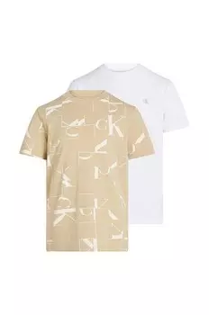 Детские хлопковые футболки, 2 пары Calvin Klein Jeans, бежевый