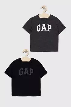 Детские хлопковые футболки GAP, 2 пары, черный