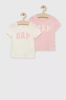 Детские хлопковые футболки GAP, 2 пары, розовый
