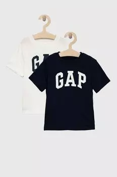 Детские хлопковые футболки GAP, 2 пары, темно-синий