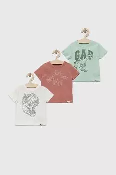 Детские хлопковые футболки GAP, 3 пары, мультиколор