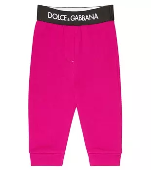 Детские хлопковые леггинсы Dolce&Gabbana Kids, розовый
