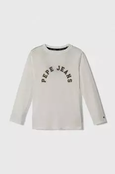 Детские хлопковые лонгсливы Pepe Jeans, белый