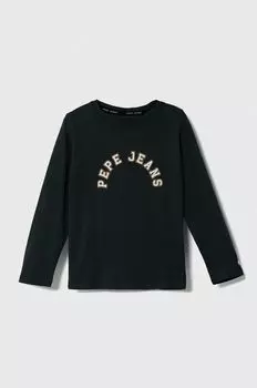Детские хлопковые лонгсливы Pepe Jeans, зеленый
