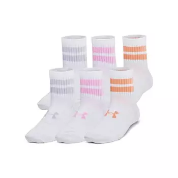 Детские хлопковые носки для тренинга Under Armour UA, 6 шт., цвет White Pink