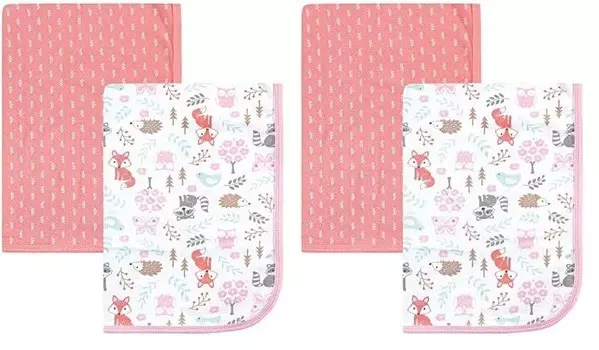 Детские хлопковые пеленальные одеяла Hudson Baby унисекс, лесная лисица, один размер (2 шт. в упаковке), Woodland Fox