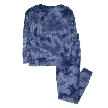 Детские хлопковые пижамы из двух предметов Tie Dye для мальчиков Leveret, цвет Tie Dye Navy Mix