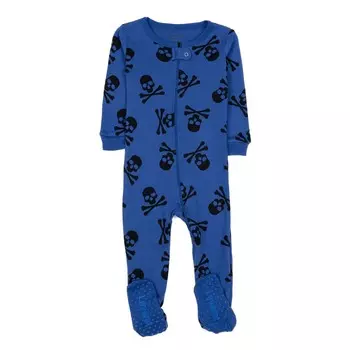 Детские хлопковые пижамы с синими черепами Leveret