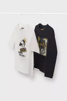 Детские хлопковые рубашки с длинными рукавами, 2 шт. Mayoral, зеленый