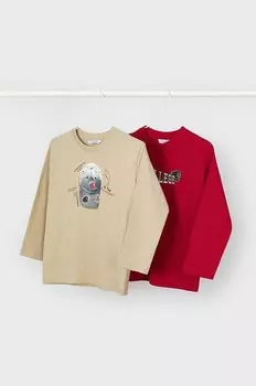 Детские хлопковые рубашки с длинными рукавами, 2 шт. Mayoral, красный