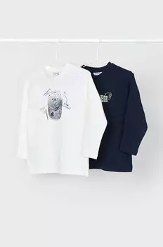 Детские хлопковые рубашки с длинными рукавами, 2 шт. Mayoral, темно-синий