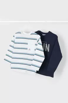 Детские хлопковые рубашки с длинными рукавами, 2 шт. Mayoral, темно-синий