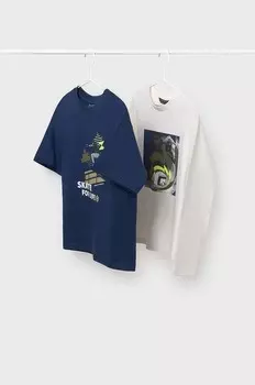 Детские хлопковые рубашки с длинными рукавами, 2 шт. Mayoral, темно-синий