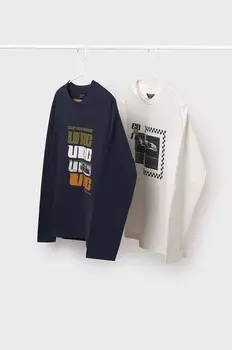 Детские хлопковые рубашки с длинными рукавами, 2 шт. Mayoral, темно-синий