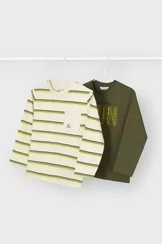 Детские хлопковые рубашки с длинными рукавами, 2 шт. Mayoral, зеленый