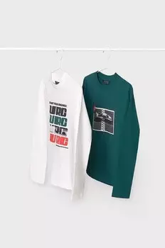 Детские хлопковые рубашки с длинными рукавами, 2 шт. Mayoral, зеленый