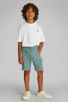 Детские хлопковые шорты Calvin Klein Jeans, бирюзовый